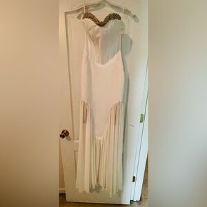 Elegant White Strapless Evening Gown